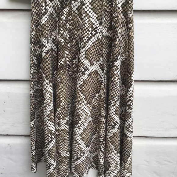 Norma Kamali reversible flared Grace knee length dress python print/flowers XS - Picture 12 of 12